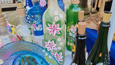 Glass bottles patterned